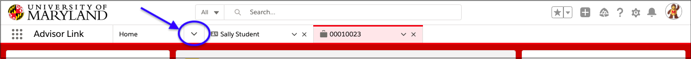 Arrow from main drop down to open calendar